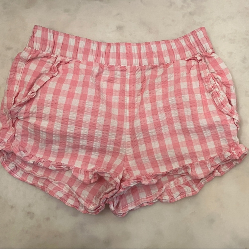 Crewcuts Pink Gingham High Waist Shorts
